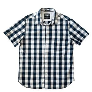 Men’s Cactus Blue & white Gingham Button Down Short Sleeve Shirt
